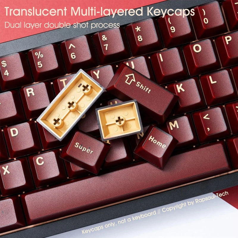 Translucent Wine Red Keycap Set Doubleshot Cherry Profile for Mechanical Keybord Model