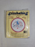 Vintage 1986 Stitchables 7561 Rosebud Kitten Counted Cross Stitch Kit Hoop Frame Model