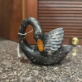 NEW Black Wooden Swan Bird Figurine Home Decor Table Display Paperweight Model