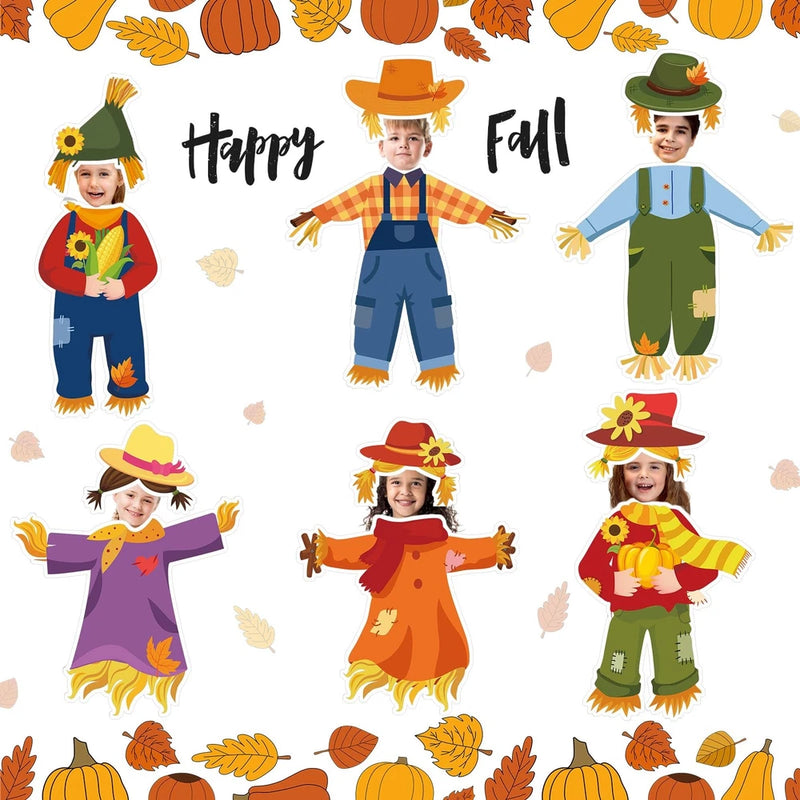 48 Pcs Fall Bulletin Board Decoration Scarecrow Photo Cutout Model