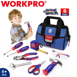 WORKPRO 9Piece Kid Real Hand Tool Set Junior Tool Kit Children DIY Building Blue Model