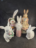 Vintage Easter Bunny Figurine Decor Lot of 5 Resin Ceramic Spring Rabbit Display Model