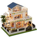 DIY Wooden Dollhouse Model Kits 2-Tier with Furniture Garden House Assembly Toys Model