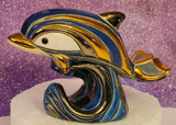 VTG DeRosa Rinconada Silver Anniversary Figurine #782 Dolphin/Baby RETIRED Model
