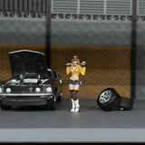 1/64 Scale Resin Model Auto Mechanic Gir Figure Dioramas Miniature Scene Layout Model