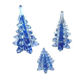 Blue Clear Glass Christmas Trees Figurines Design For Holiday Decor Model