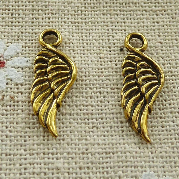 Free Ship 280 pcs Antique gold plated wing charms 21x8mm L-346 Charms