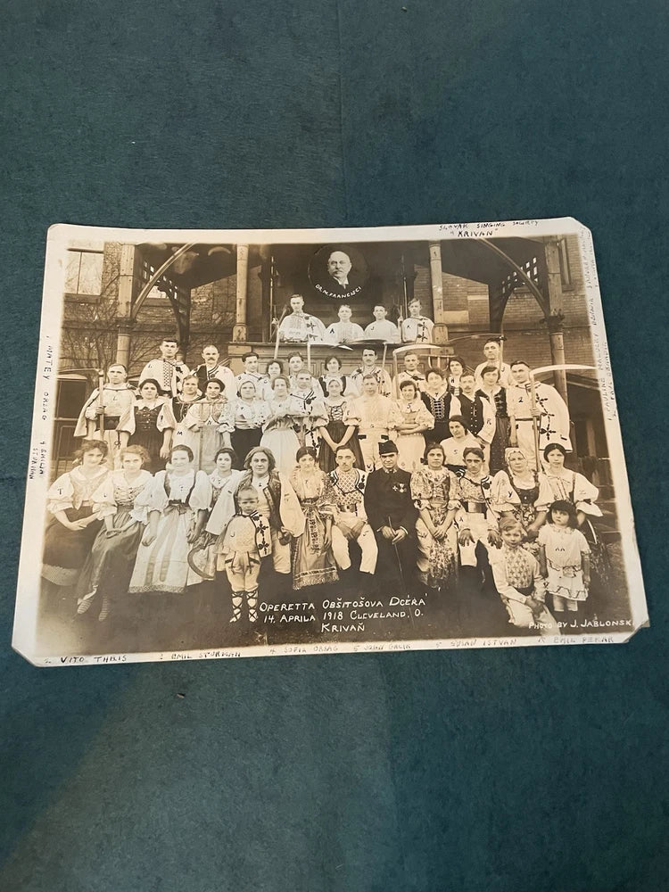 Antique Identified Slovak Singing Society Large Board Photo Cleveland Ohio 1918 Model