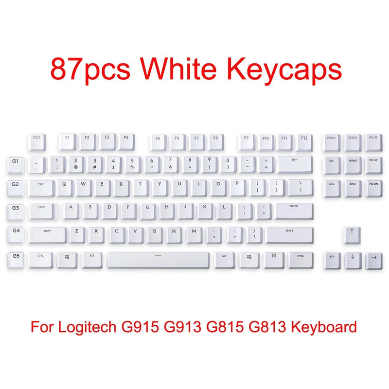 Full set Keycaps G915 TKL 87 White for Logitech G813 G913 G815 G915 Keyboard Model