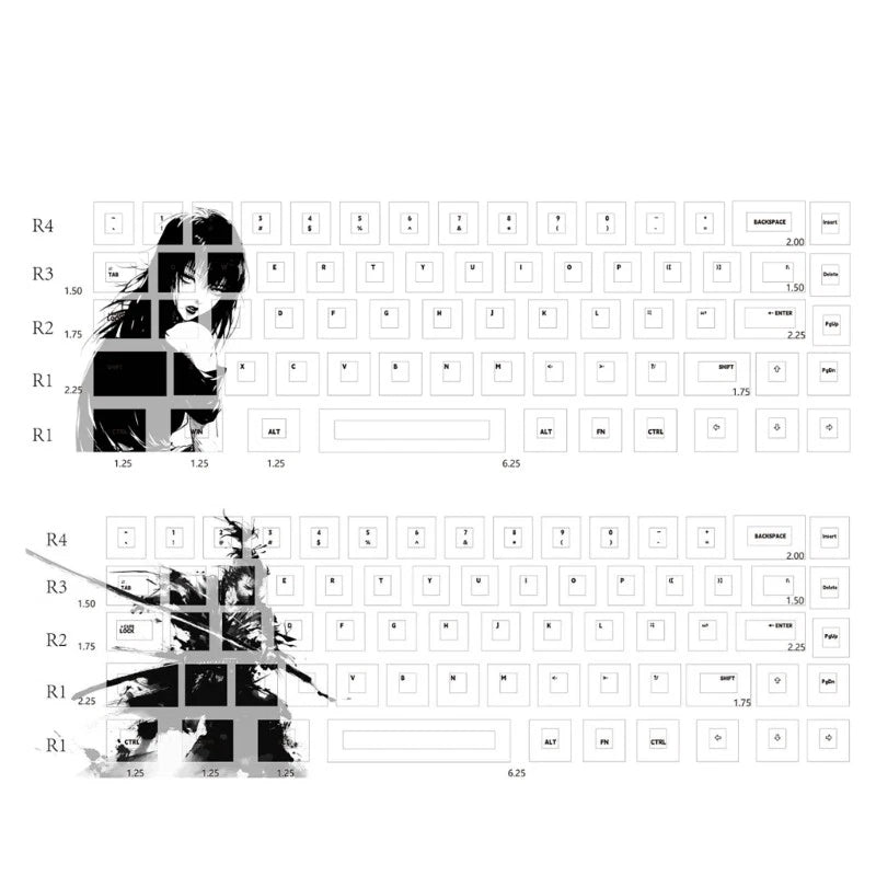 68PCS PBT Dye Sublimated Keycaps Original Height For Mechanical Keyboard Keycap Model