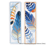 Vervaco Bookmark counted cross stitch kit Blue feathers set of 2, DIY Model
