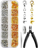 1200 Pcs Crimp Beads Kit for Jewelry Making, Including Crimp Beads, Covers, Tube Model