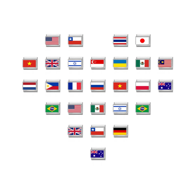 Flag Italian Charm - Pick Your Country - Make A DIY Bracelet - Charm Links Charms