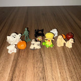 Vintage Mini Figurine Lot Mixed Collectibles Ghost Pumpkin Cats Dog Sewing Model