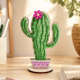 DIY Beaded Embroidery Kit ?C "Blooming Cactus"  toy Ornament on Wooden Base Model