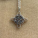 A Celtic Witches Knot Triquetra Pendant 21" Chain Necklace in Gift Bag Charms