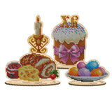 DIY Decoration embroidery kit with beads on Wood base Easter Still Life Model