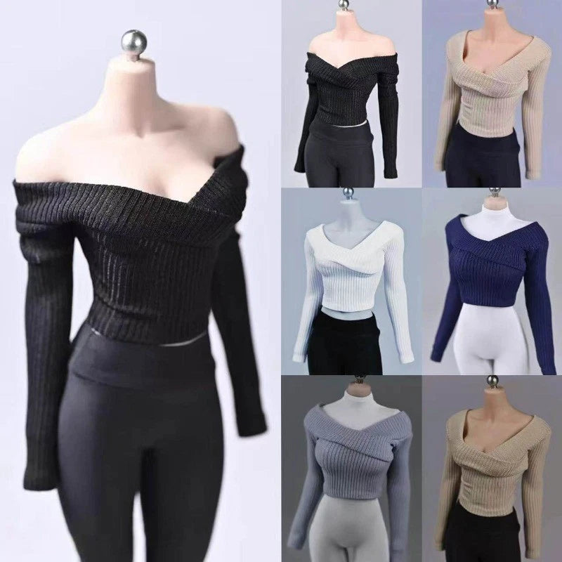 1/6 Female Cross Collar Stripe Sweater Clothes Model Fit 12'' PH TBL Figure Body Model