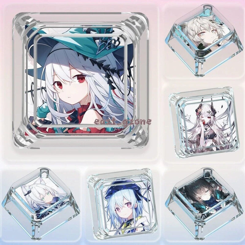 Anime Arknights Transparent Backlit Shine Though Keycap Cross For MX Keyboard Model
