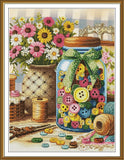 DIY Tinted canvas cross stitch kit "My Joy" Cozy crafting Craft Art Unique Gift Model