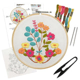 Floral Bouquet DIY Cross Stitch Embroidery Kit w/ Hoop Pattern & Instructions Ki Model