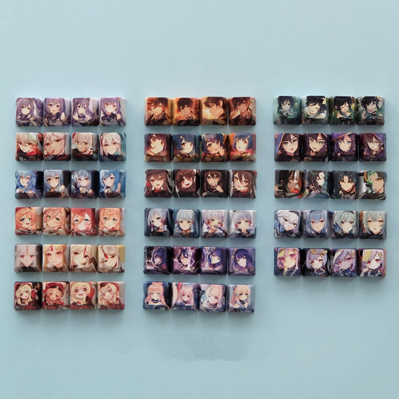 Genshin Impact Characters Keycaps OEM PBT 4 Keys Dye-sub For Cherry MX Keyboard Model