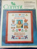 Current "Butterfield Bear Birth Record Sampler" Cross Stitch Kit 8" x 10" Model