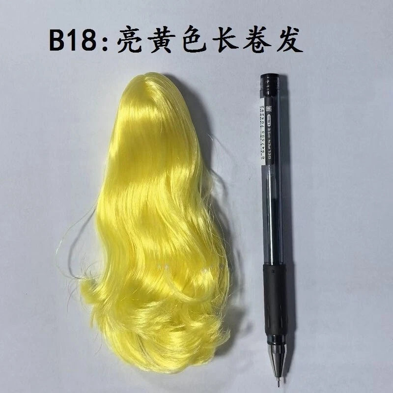 1/6 Female Yellow Long Curly Wig Model Fits for 12" Action Figure Soldier Head Model