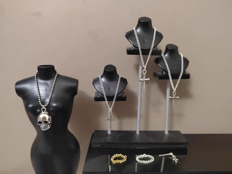 1/6 Scale Female Silver Cross Necklace Model For 12" Action Figure Body Model