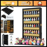 LED Mini Figure Display Case - Black Showcase Cabinet 16"x11"x2" with Battery Po Model