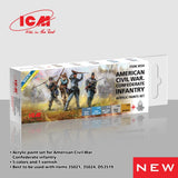 ICM 3034 Acrylic paint set American civil war Grey, Yellow, Blue for model kit Model