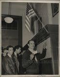1940 Press Photo New York Joseph Mussolini points to his name on draft board Model