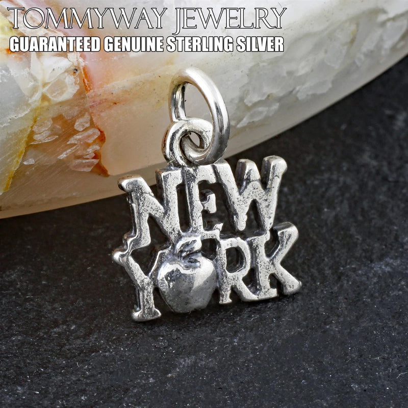 Genuine 925 Sterling Silver New York-Big Apple NYC Travel Charm Pendant Charms