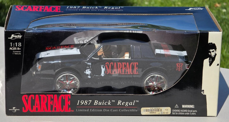 JADA SCARFACE 1987 BUICK REGAL BLACK 1:18 DIECAST MODEL CAR Model