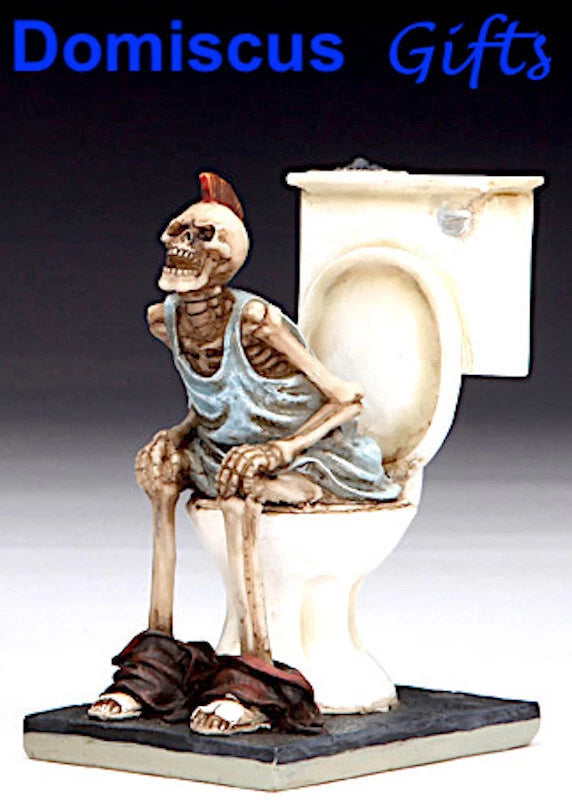 3 1/2" NEW! GOTHIC Skeleton on Toilet FANTASY Figurine Statue Whimsical Comical Model
