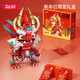 JAKI Mecha Dragon Building Blocks, Chinese Style Red Mechanical Dragon DIY Model Model