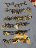 6 Vintage Sterling Silver Charm Bracelets 97 Charms 307-311 grams Charms