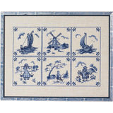 Eva Rosenstand counted cross stitch kit "6 Blue Tegels", 39x50cm, DIY Model