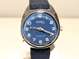 VINTAGE NOS 30mm BLUE DIAL ELEGANT MEN'S GERMANY MECHANICAL WATCH "BIFORA" TOP Model