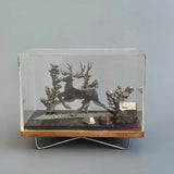 Vintage Deer Figurine in Acrylic Display Case Soviet Era Collectible Model