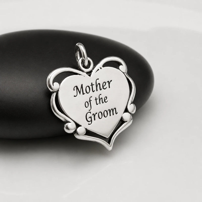 925 Sterling Silver Mother of the Groom Charm - Wedding Party Gift Pendant Charms