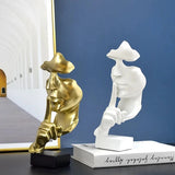 Thinker Statue Sculpture Silence Is Gold Resin Figurine Home Decor Model