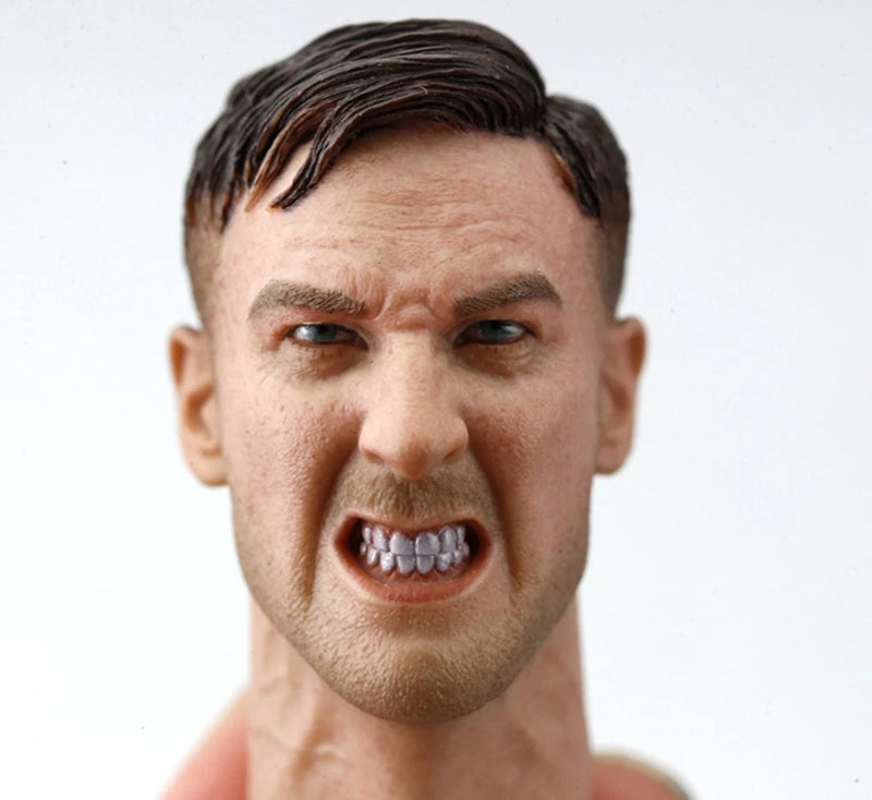 1:6 WWII MG42 Gunner Soldier Head Carved Model Fit 12'' DID Man Action Figure Model