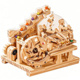 Wooden Marble Run Assembly Kit for Teens DIY 3D Mechanical Puzzle Building Toy Model
