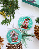 DIY Bead Embroidery Kit "Christmas House", Christmas tree toy kit, Abris Art Model