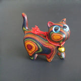 Wooden cat Figurine Rainbow cat Statue Sculpture office desk home Decor gift Model