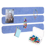 3Pcs Self-Adhesive Felt Bulletin Board Bar Strip with Push Pins, Sky Blue Model