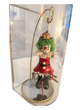 Vintage Firefighter Clown Ornament in Display Case Figurine with Ladder & Pail Model