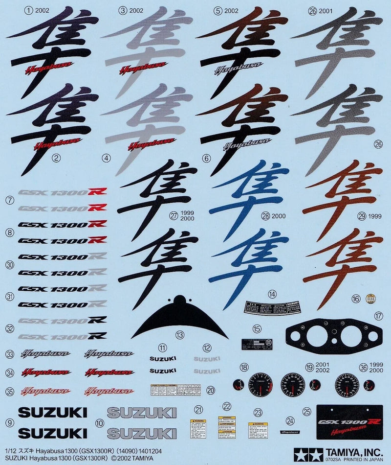 Tamiya Decals 1/12 SUZUKI HAYABUSA.Item14090 from Japan Model
