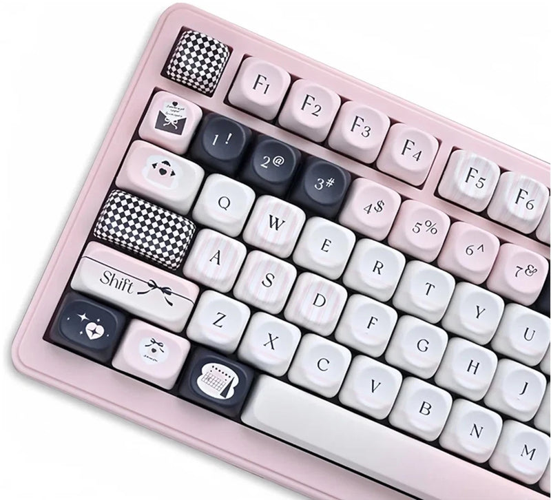 Pink and Black Keycaps,MOA Profile Cute Keycaps PBT Dye-Sub Kawaii Custom Ful... Model